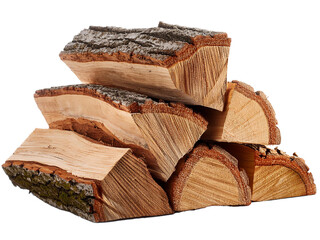 Chopped wood stack isolated. Firewood chunks