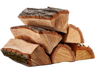 Chopped wood stack isolated. Firewood chunks