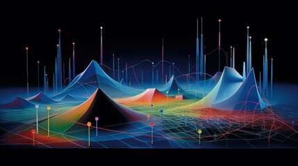 Abstract business graph in mountain style. Data connection concept element for business