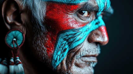 This striking image highlights vibrant red and black colors with a close-up of a unique earring, creating a dynamic and bold visual composition emphasizing style and expression.