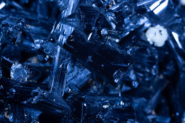 Blue Crystal Mineral Stone. Gems. Mineral crystals in the natural environment. Texture of precious...