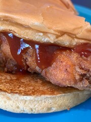 BBQ sauce on a chicken sandwich