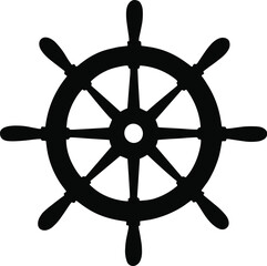 Steering wheel, ship rudder vector illustration.