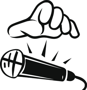 Hand dropping microphone for mic drop concept in vector illustration.