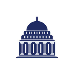 Bank, museum or library icon. Classical architecture building with columns. flat vector illustration easy to edit and customize. . Column pillar parthenon landmark. Vector illustration flat architectu