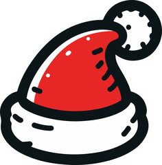 Red santa hat icon vector art illustration