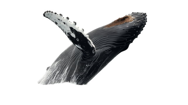 
A majestic humpback whale isolated on transparent PNG.