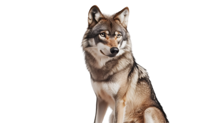 A majestic wolf isolated on transparent PNG.