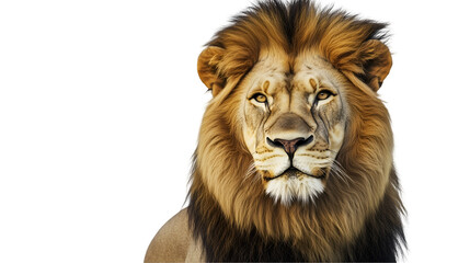 Fototapeta premium A majestic lion isolated on transparent PNG.