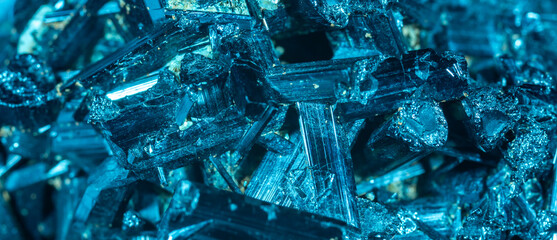 Aquamarine crystal mineral stone. Gems. Mineral crystals in the natural environment. Texture of precious and semiprecious stones. shiny surface of precious stone