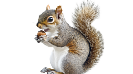 A small, energetic squirrel isolated on transparent PNG.