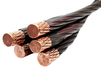 PNG Four core armored cooper cable white background copper metal.