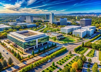 Naklejka premium Location of a Major Technology Company Headquarters in the United States Amidst Urban Landscape