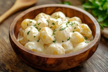 Creamy Garlic Sauce Baby Potatoes, Food Photography, Food Menu Style Photo Image