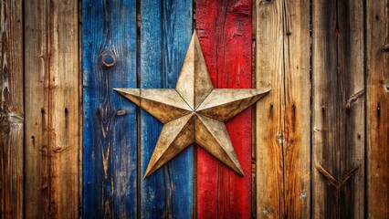 Fototapeta premium Lone Star Symbol of the American West on Rustic Wooden Background with Vintage Touches and Texture