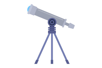 one telescope for stargazing. flat illustration.