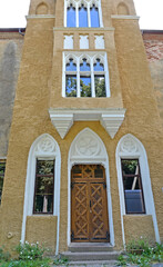 Entrance to the Waldau Castle building. Nizovye village, Kaliningrad region