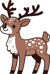 Christmas reindeer cartoon style vector art illustration