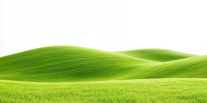 Rolling green hills against a white sky.