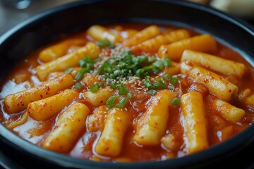 Korean Tteokbokki, Food Photography, Food Menu Style Photo Image