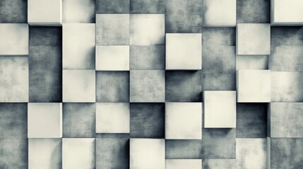 Abstract geometric square mosaic pattern in gray and white hues featuring a bright vintage retro texture ideal for wallpaper or background use