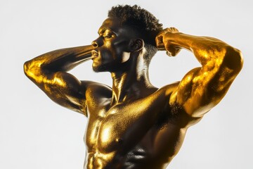 Muscular Man with Golden Body Paint