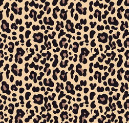 
leopard print seamless pattern, design with wild cat spots, vector illustration
