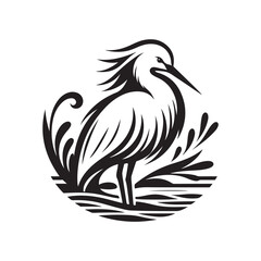 Little Egret Silhouette Vector Illustration – Elegant Stock Graphics