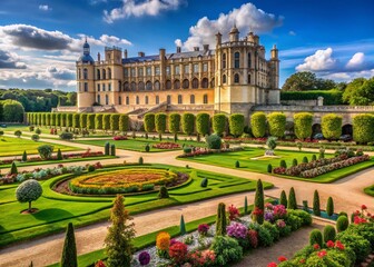 Majestic Château de Saint-Germain-en-Laye Surrounded by Lush Gardens and Historical Architecture
