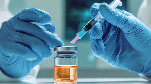 Monkey pox vaccine, monkey pox virus vaccine and injection, Close-up of Monkeypox (MPOX) Vaccine and syringe.