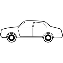 car isolated line art on transparent background 