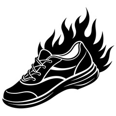 fiery running shoes vector silhouette illustration 