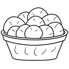 coloring page for kids bold line art basket vector art 