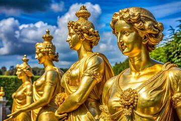 Majestic Gold Statues Reflecting Elegance and Rich History in a Stunning Outdoor Setting
