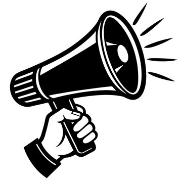 recommend clip art: hand holding megaphone silhouette illustration
