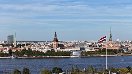 Landscape Riga City Centre Latvia Skyline Drone aerial view