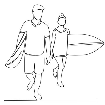 recommend clip art: One continuous single drawing line art doodle surf, active, sea, surfing, surfer. Isolated flat illustration hand draw contour on a white background
                    