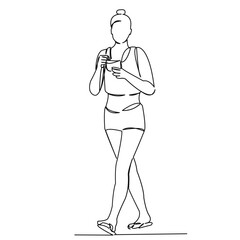 One continuous single drawing line art flat doodle food, ice, cream, dessert, female. Isolated image hand draw contour on a white background
