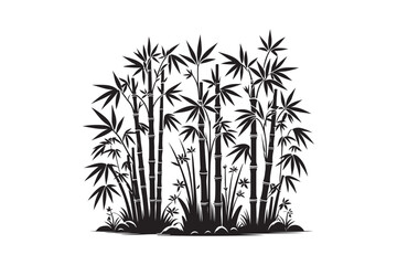 Bamboo  silhouette vector illustration, Elegant Bamboo Silhouettes vector.