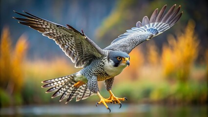 Majestic Peregrine Falcon Diving at High Speed, Capturing the Essence of Nature's Power and Precision
