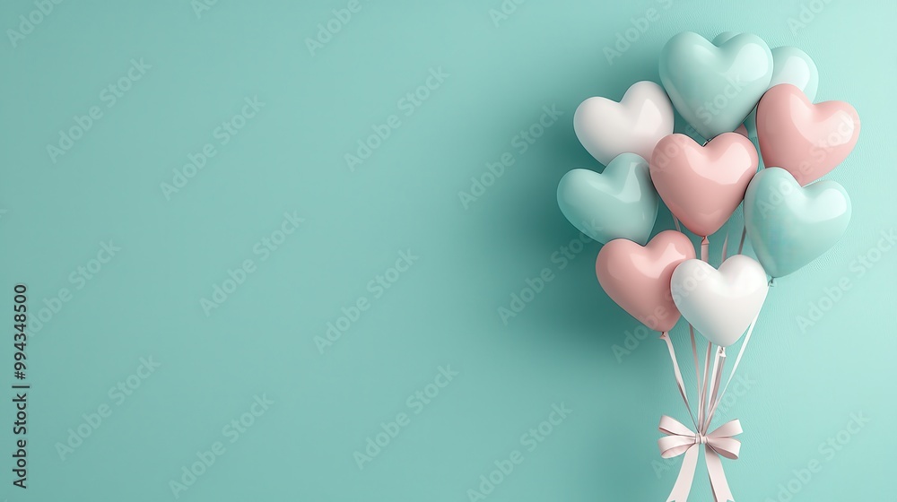 Poster a bunch of colorful balloons are tied together with a ribbon. the balloons are arranged in a way tha