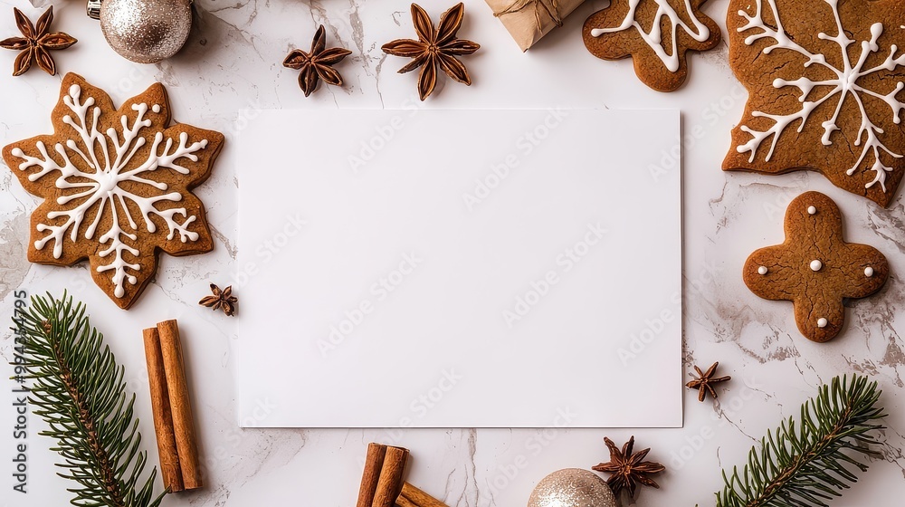 Poster a white piece of paper with a cookie and a star on it. the cookie is decorated with icing and the st