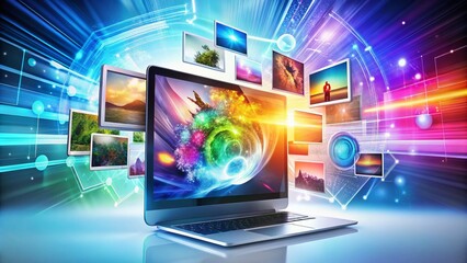 Modern IT Technology Logo Design Featuring Abstract Elements and Futuristic Color Palette on White