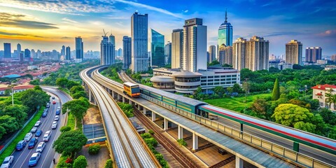 Modern Jakarta LRT Station with Sleek Architecture and Efficient Urban Transit System in Indonesia