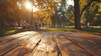 Empty wooden table with christmas theme in background, Warm Glow: A Cozy Evening at a Wooden Table