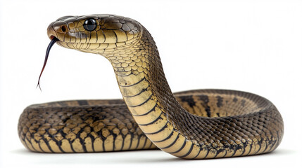 Fototapeta premium A close-up view of a majestic snake poised with its tongue flicking in the air