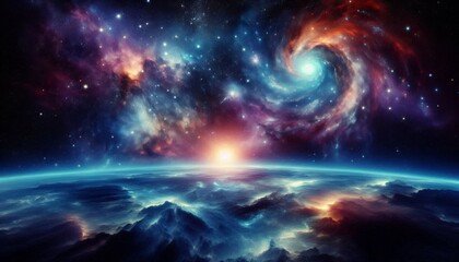 Fototapeta premium Night sky - Universe filled with stars, nebula and galaxy