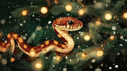 Fototapeta premium Illustration of a snake, symbol of the new year 2025