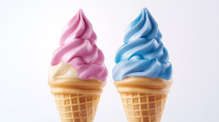 Colorful soft serve ice cream cones at a summer festival in a sunny park setting