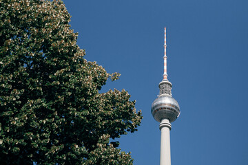 Obraz premium TV-Tower, Fernsehturm Berlin, Berlin, Television, Televisiontower, Antenna, Berliner Fernsehturm